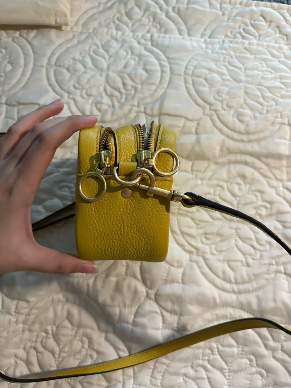 Tory Burch Yellow Pebbled Leather Crossbody Bag